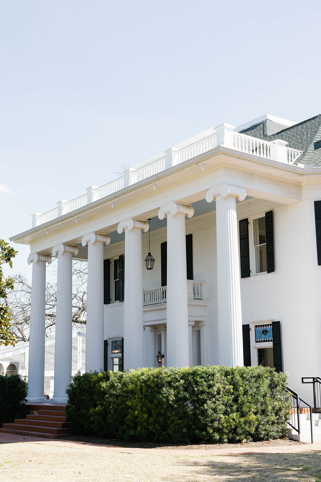 Woodbine Mansion ceremony under old growth oak trees Austin non-hotel wedding venue photographer