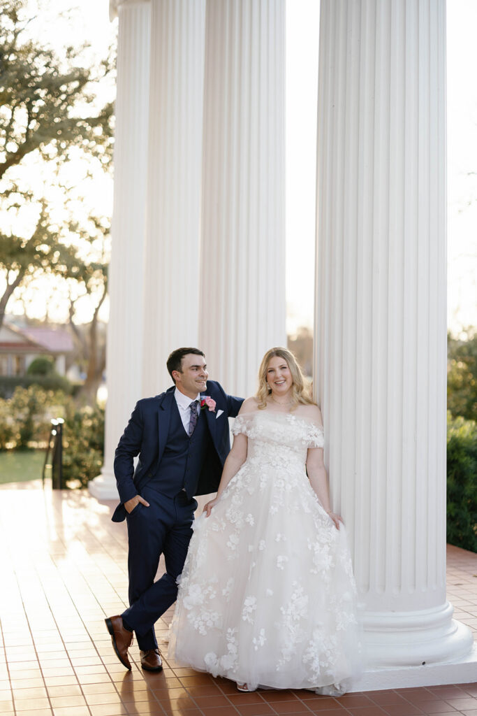 Bride and groom portraits at Woodbine Mansion wedding in Round Rock Texas