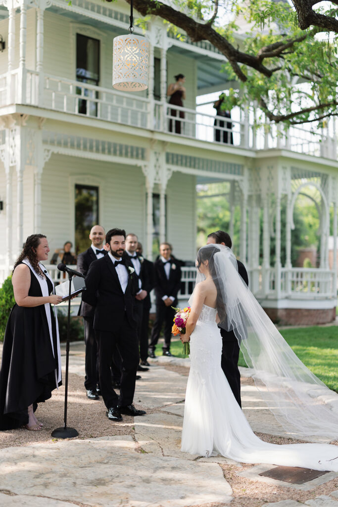 Barr Mansion wedding ceremony seasonal blooms Austin non-hotel wedding venue photographer