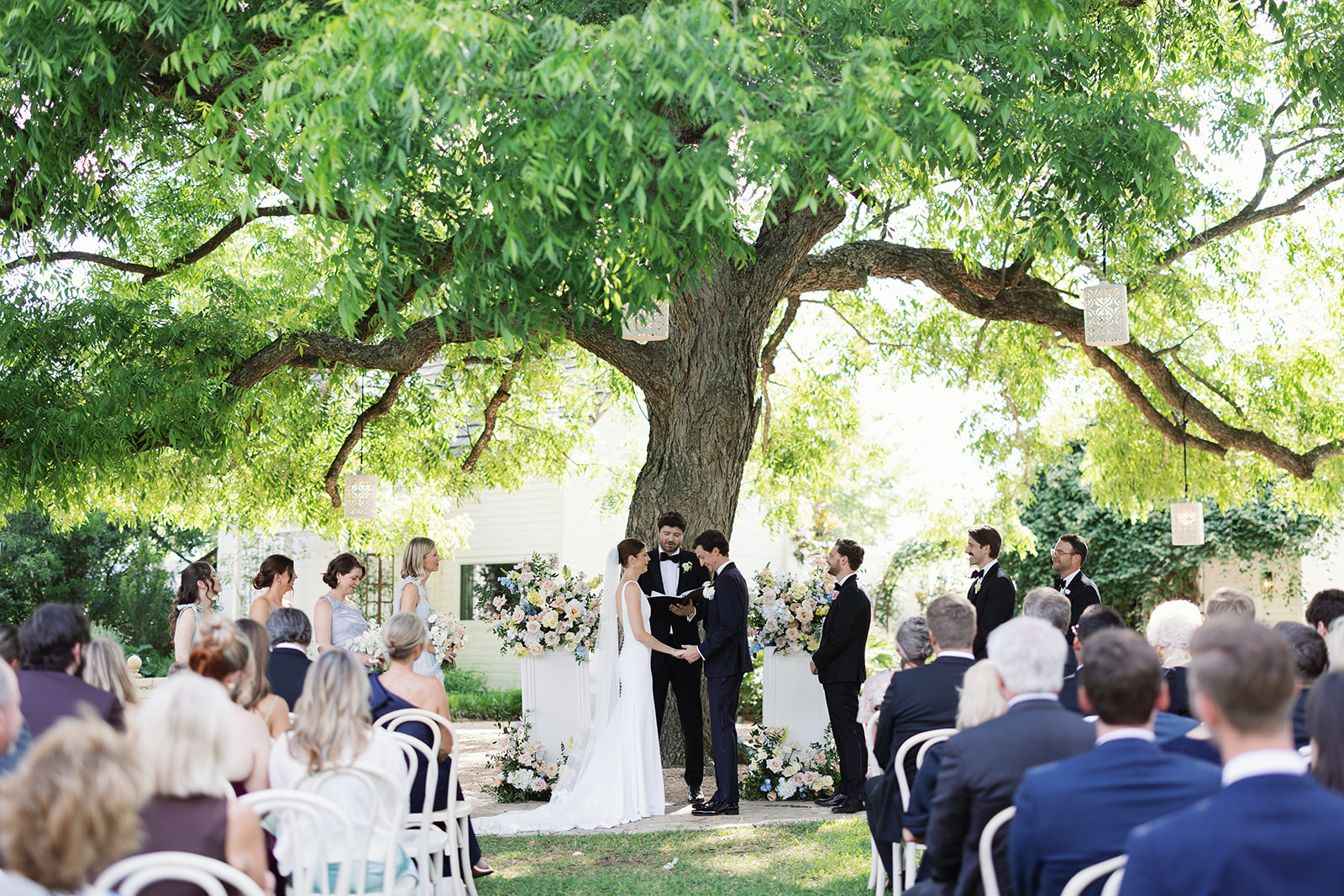 English-style garden ceremony site at Barr Mansion, a Texas Hill Country wedding venue