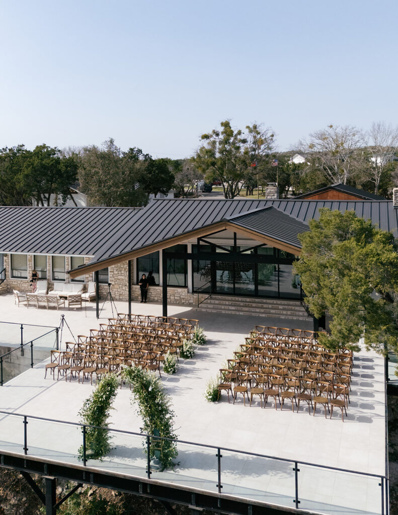 The Videre Estate, a modern Hill Country wedding venue with large windows and natural light