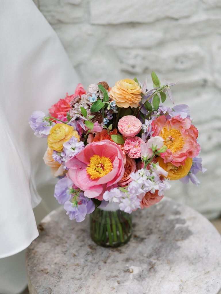 Tori's bridal bouquet in blush and lavender tones at The Addison Grove