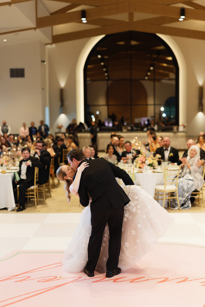 Bride and groom's first dance at Texas Hill Country wedding reception