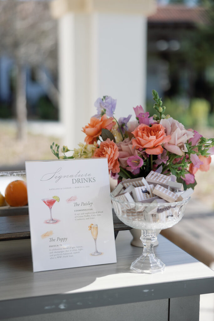 Cocktail hour setup at La Cantera Resort & Spa wedding reception