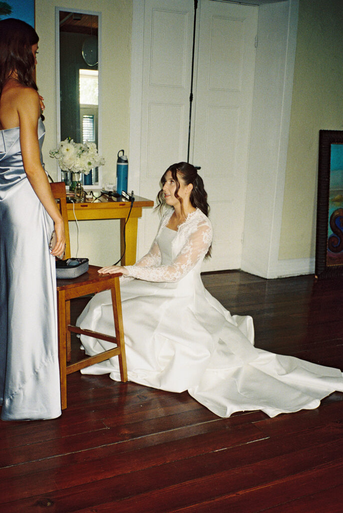 Bride getting ready before her Southwest School of Art wedding in San Antonio