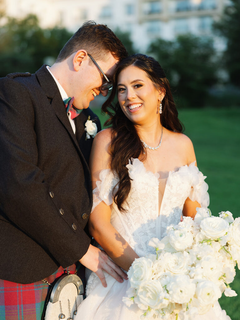 Bride and groom portrait at golden hour at Signia by Hilton