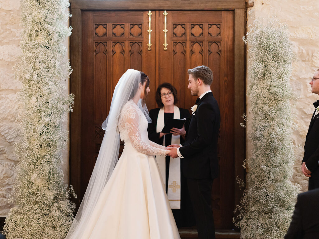 Wedding ceremony inside historic Coates Chapel at Southwest School of Art