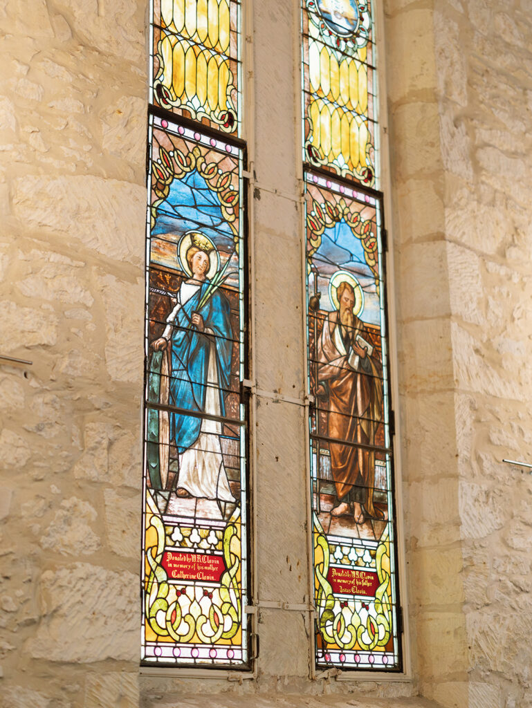 Sunlight through the windows of Coates Chapel during San Antonio wedding ceremony
