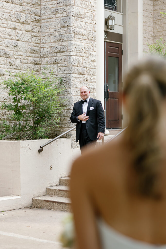 Bride and her father sharing a moment before the ceremony