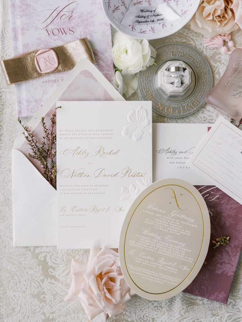 "Wedding invitation suite for a Signia by Hilton wedding