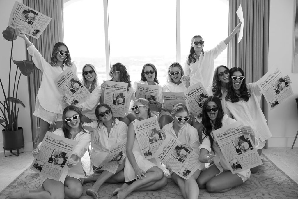 Bridesmaids getting ready together at an Austin Line Hotel wedding