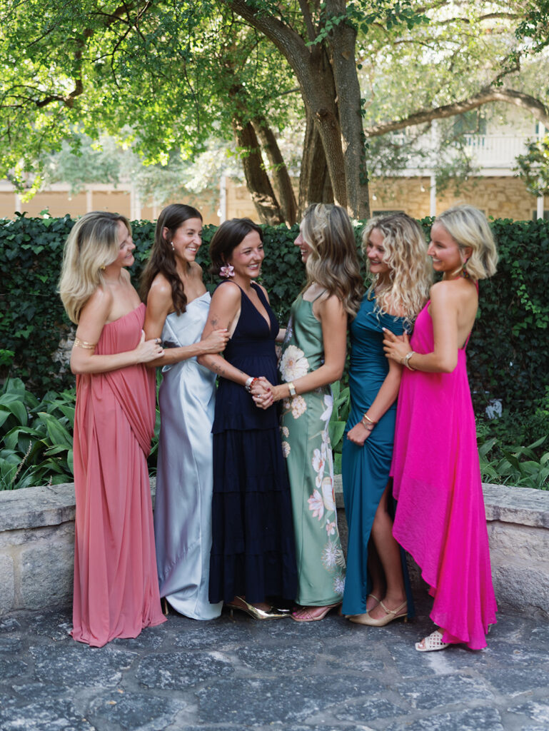 Guests mingling during cocktail hour at Southwest School of Art wedding