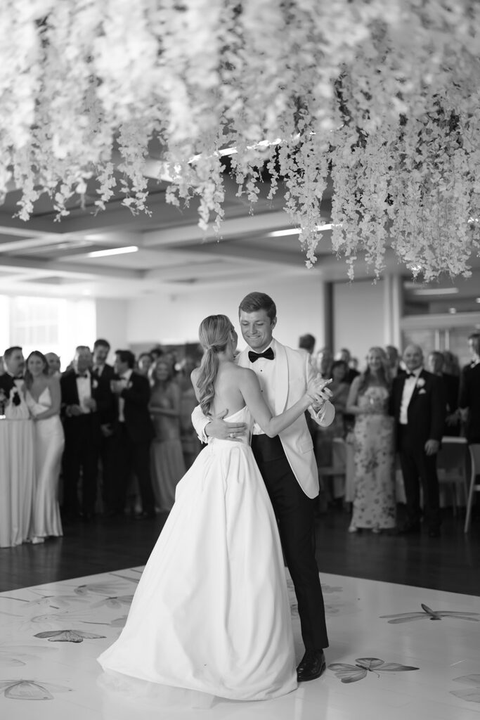 Bride and groom dancing at their Line Hotel wedding reception in Austin