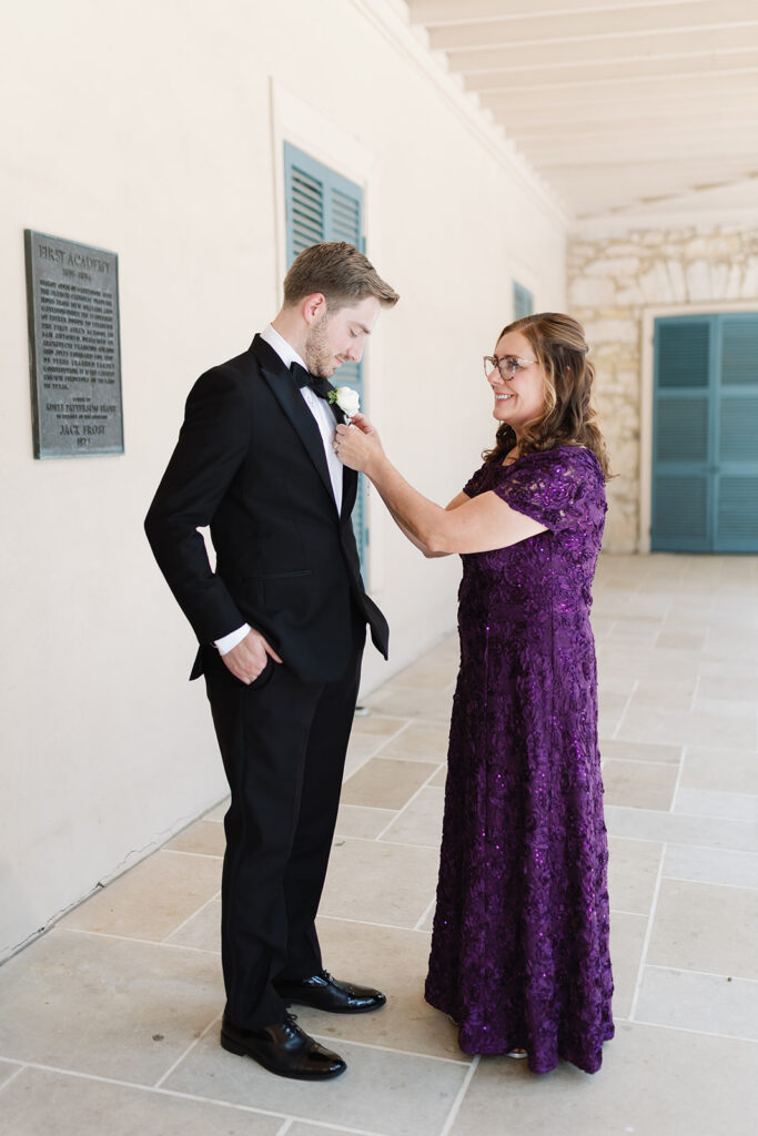 Groom getting ready on his San Antonio wedding day