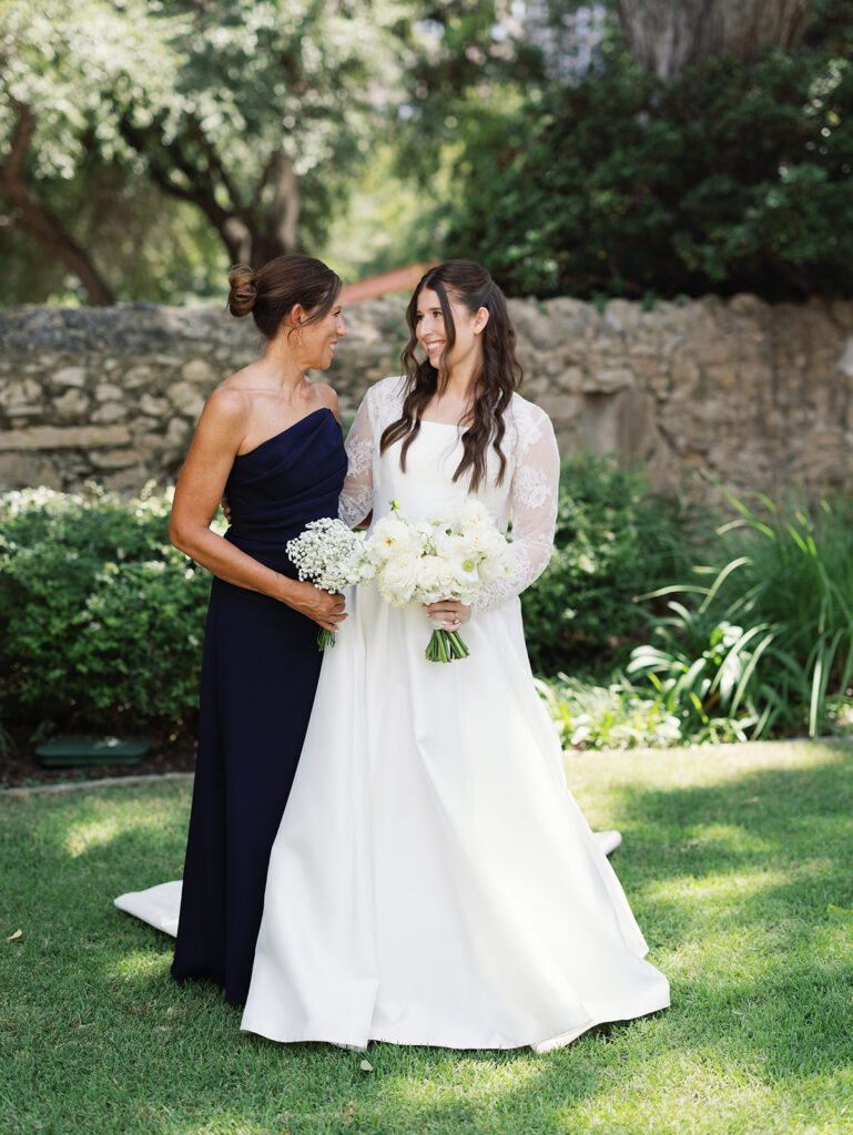 Candid family portrait moment at Southwest School of Art wedding
